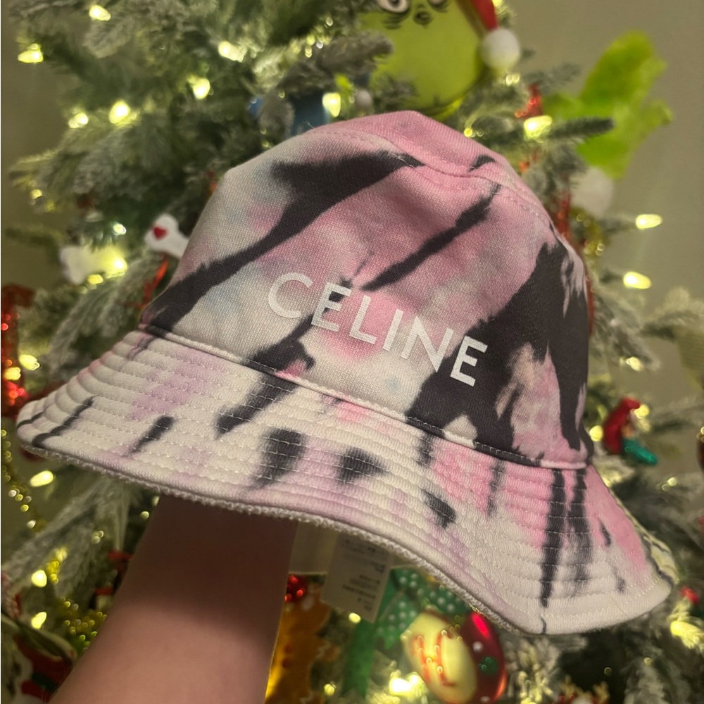 CELINE Women’s Pink & Grey Tie-Dye Bucket Hat Size Large - Picture 2 of 9